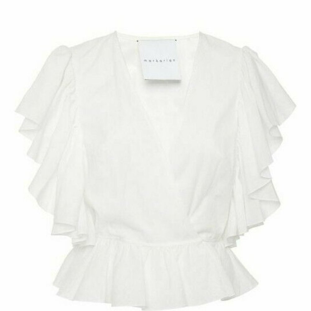 MARKARIAN White Ruffled Norris Top Blouse